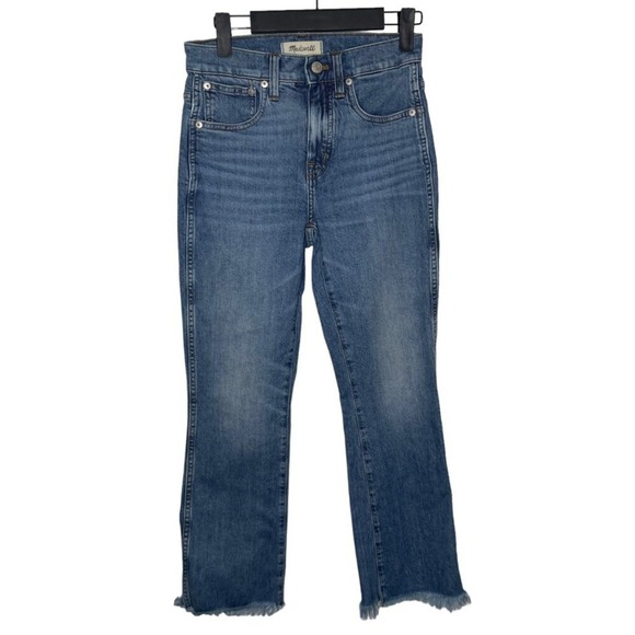 Madewell Denim - Madewell Cali Demi-Boot Jeans Size 25 Medium Wash Raw Hem High Rise Denim